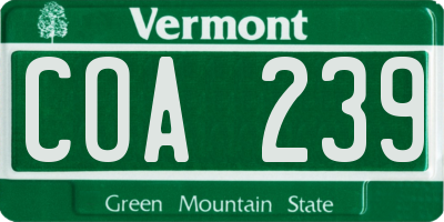 VT license plate COA239