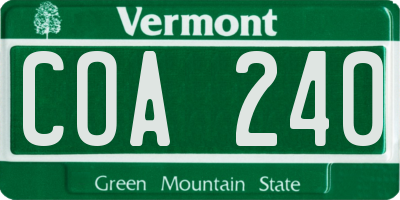 VT license plate COA240