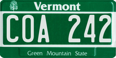 VT license plate COA242