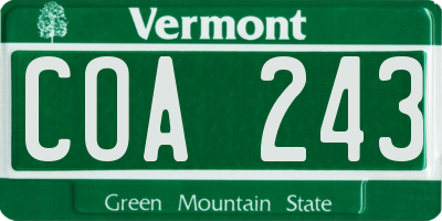 VT license plate COA243