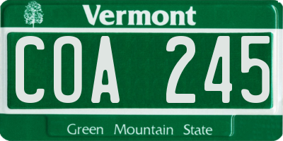 VT license plate COA245