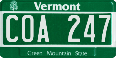 VT license plate COA247
