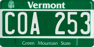 VT license plate COA253