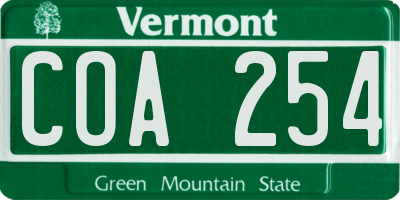 VT license plate COA254