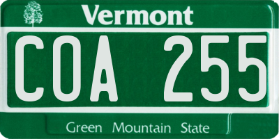 VT license plate COA255