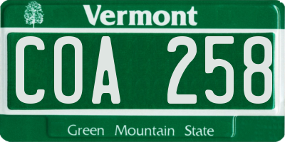 VT license plate COA258