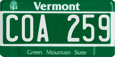 VT license plate COA259