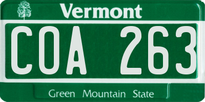 VT license plate COA263