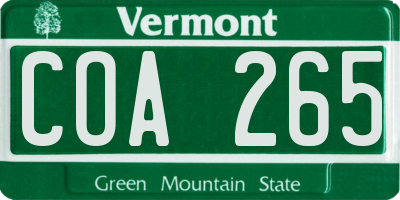 VT license plate COA265