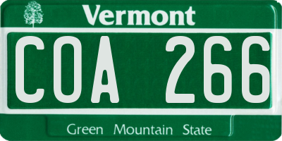VT license plate COA266