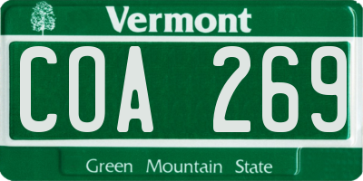 VT license plate COA269
