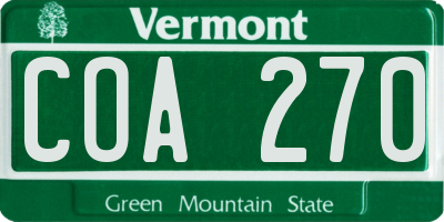 VT license plate COA270