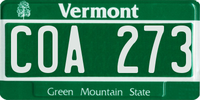 VT license plate COA273