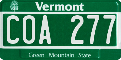 VT license plate COA277