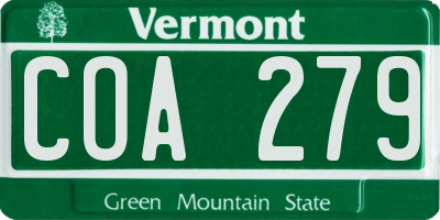 VT license plate COA279
