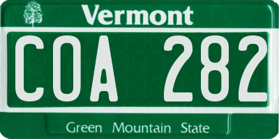VT license plate COA282