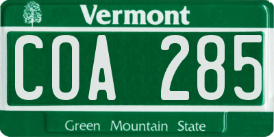 VT license plate COA285