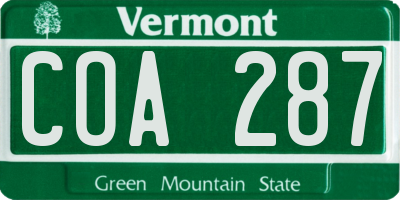 VT license plate COA287