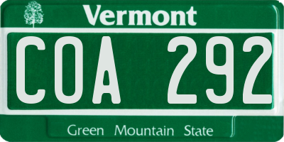 VT license plate COA292