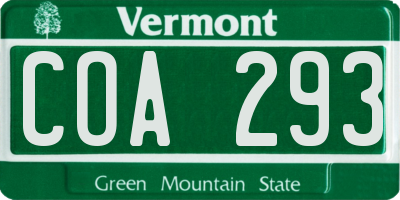 VT license plate COA293