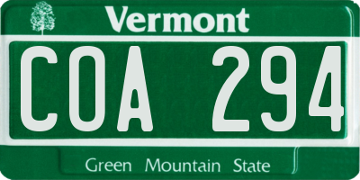 VT license plate COA294