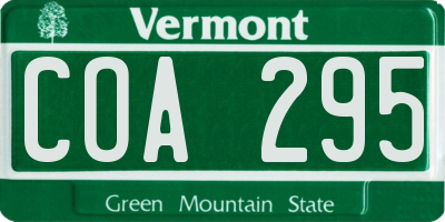 VT license plate COA295