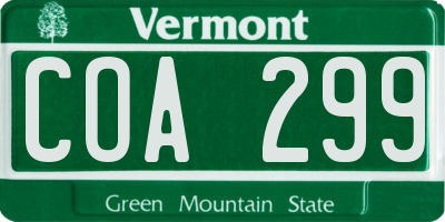 VT license plate COA299