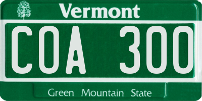 VT license plate COA300