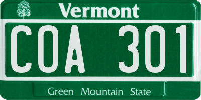 VT license plate COA301