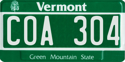 VT license plate COA304