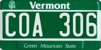 VT license plate COA306