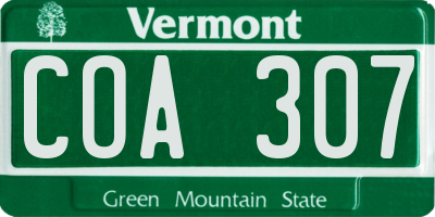 VT license plate COA307