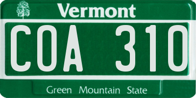 VT license plate COA310