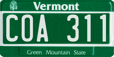 VT license plate COA311