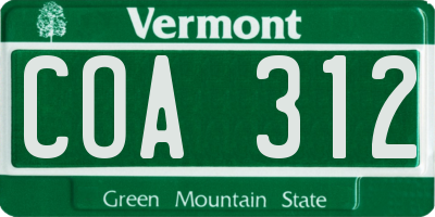 VT license plate COA312