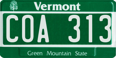 VT license plate COA313