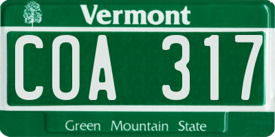 VT license plate COA317