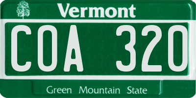 VT license plate COA320