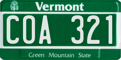 VT license plate COA321