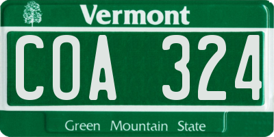 VT license plate COA324