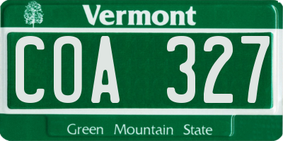 VT license plate COA327