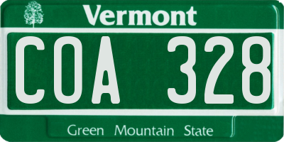 VT license plate COA328