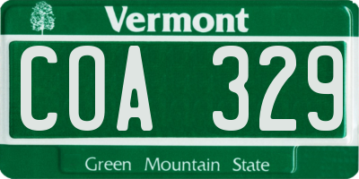 VT license plate COA329