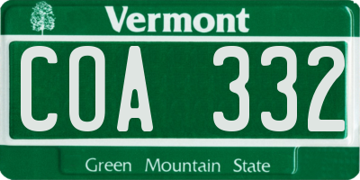 VT license plate COA332