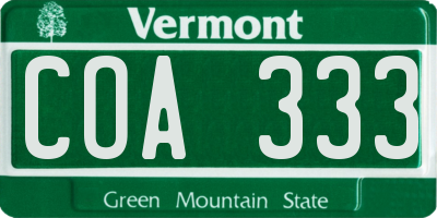 VT license plate COA333