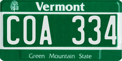 VT license plate COA334