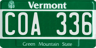 VT license plate COA336
