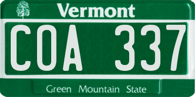 VT license plate COA337