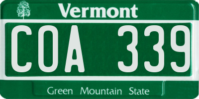VT license plate COA339