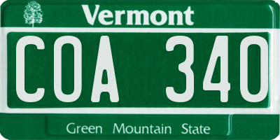 VT license plate COA340